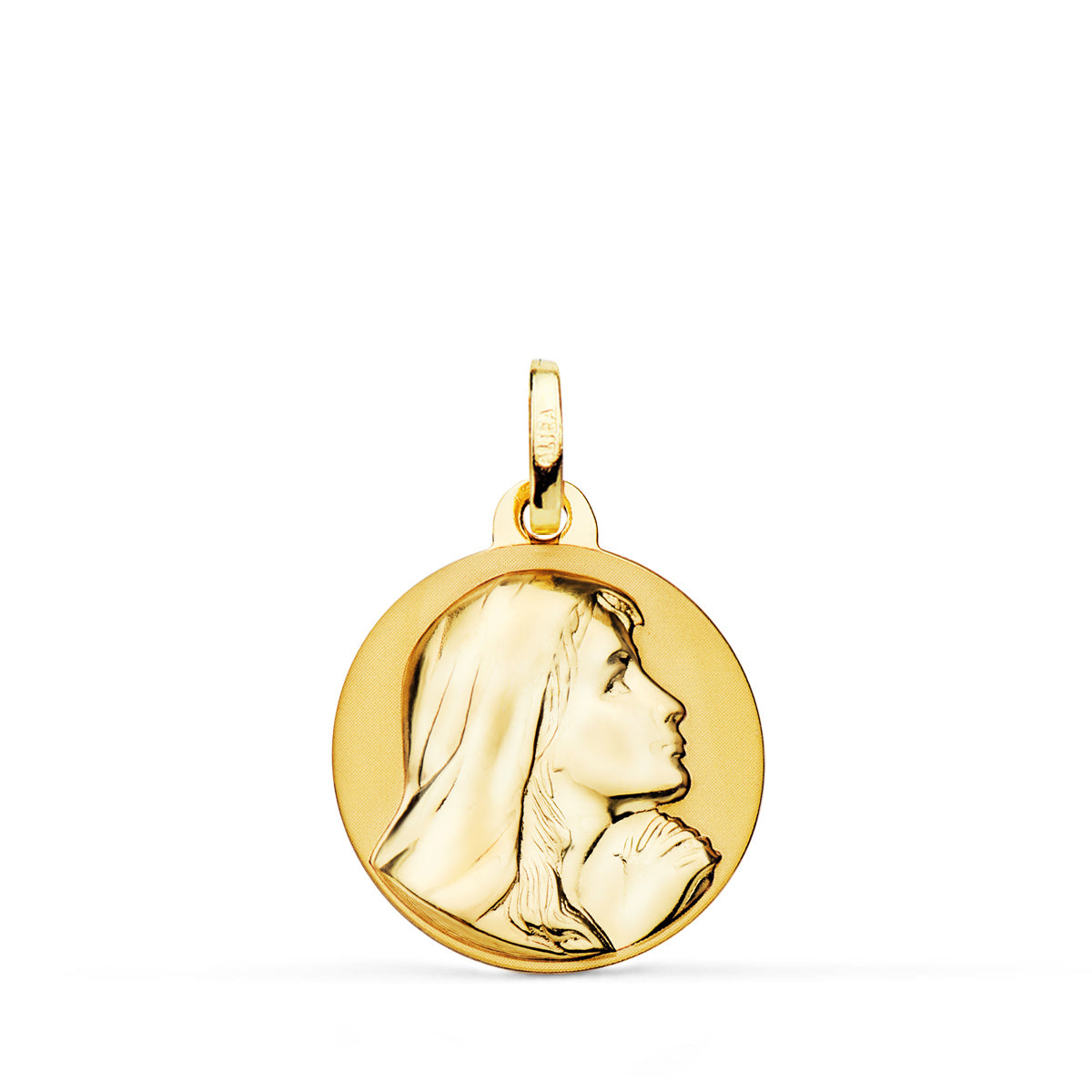 18K Médaille Effet Sablée Vierge Servante du Seigneur 18 mm