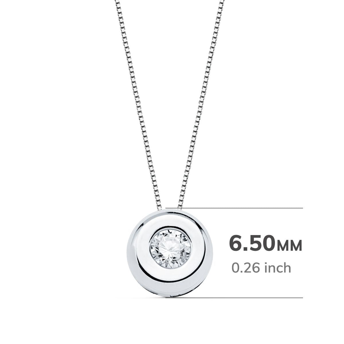 Choker en Or Blanc 18K Chaton Chaton 6,5 mm Lab Diamond 2,90MM 0,100 Qts G-VS2 Chain 42CM