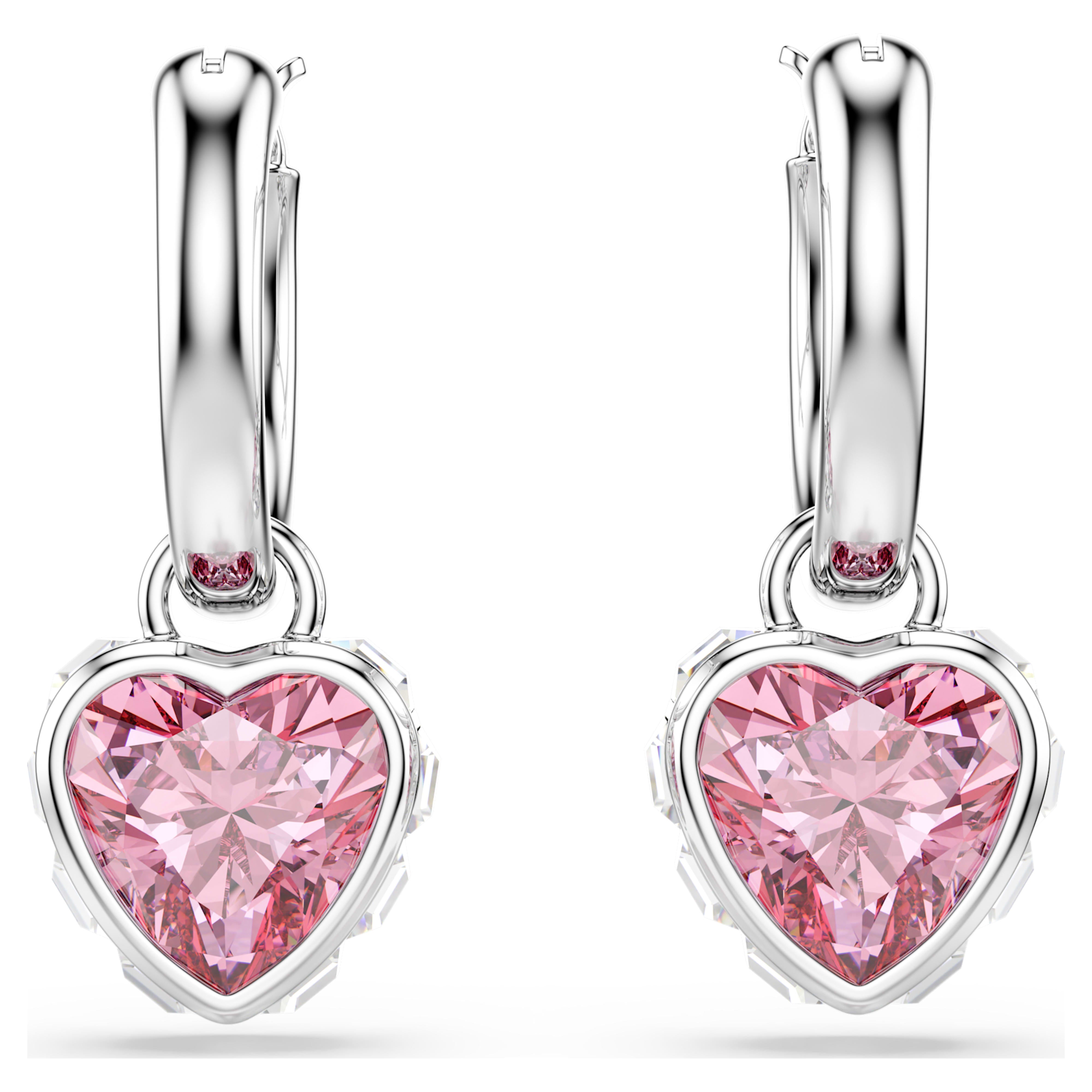Boucles d'oreilles Swarovski - Chroma - Cœur - Rose & Argenté vue 5