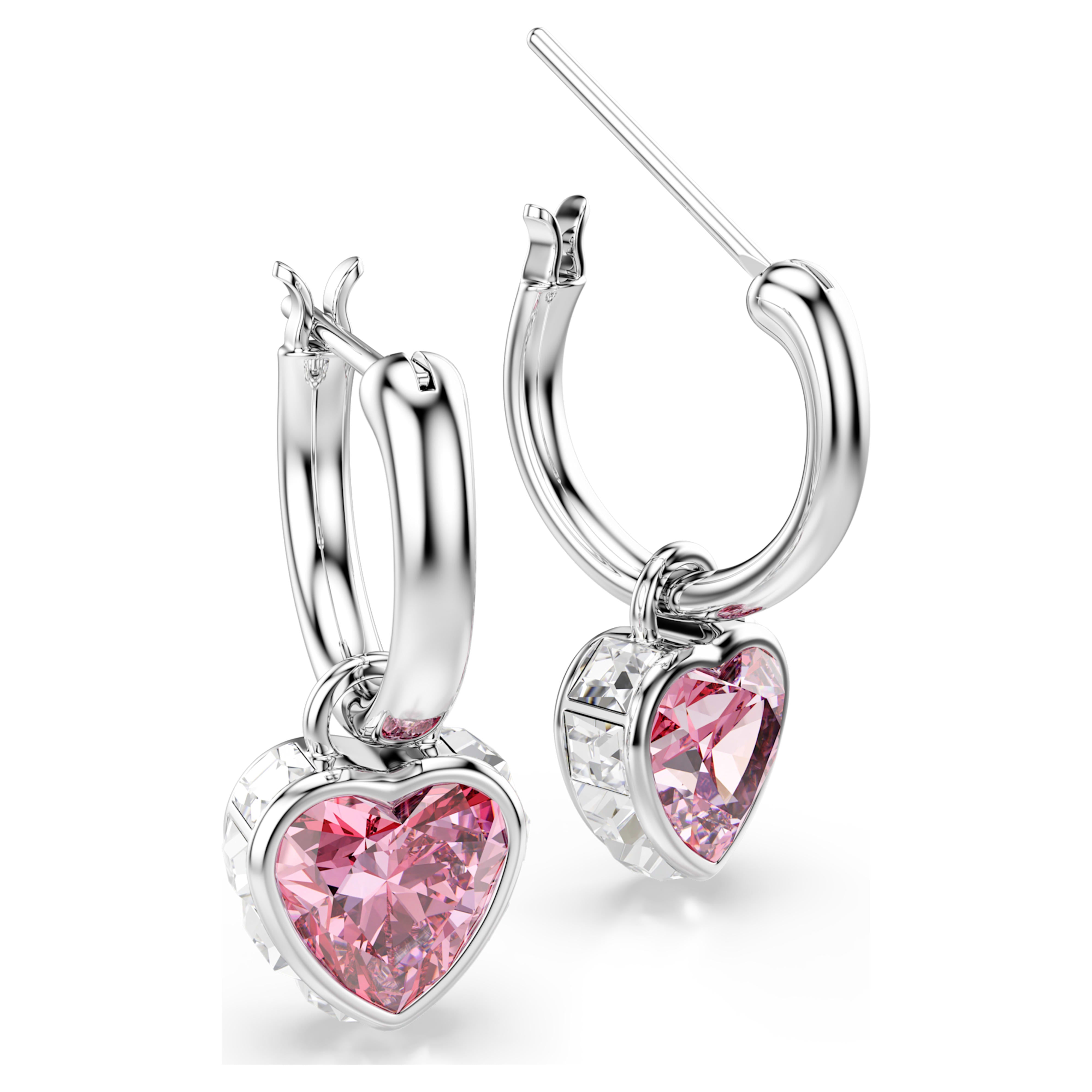 Boucles d'oreilles Swarovski - Chroma - Cœur - Rose & Argenté vue 3