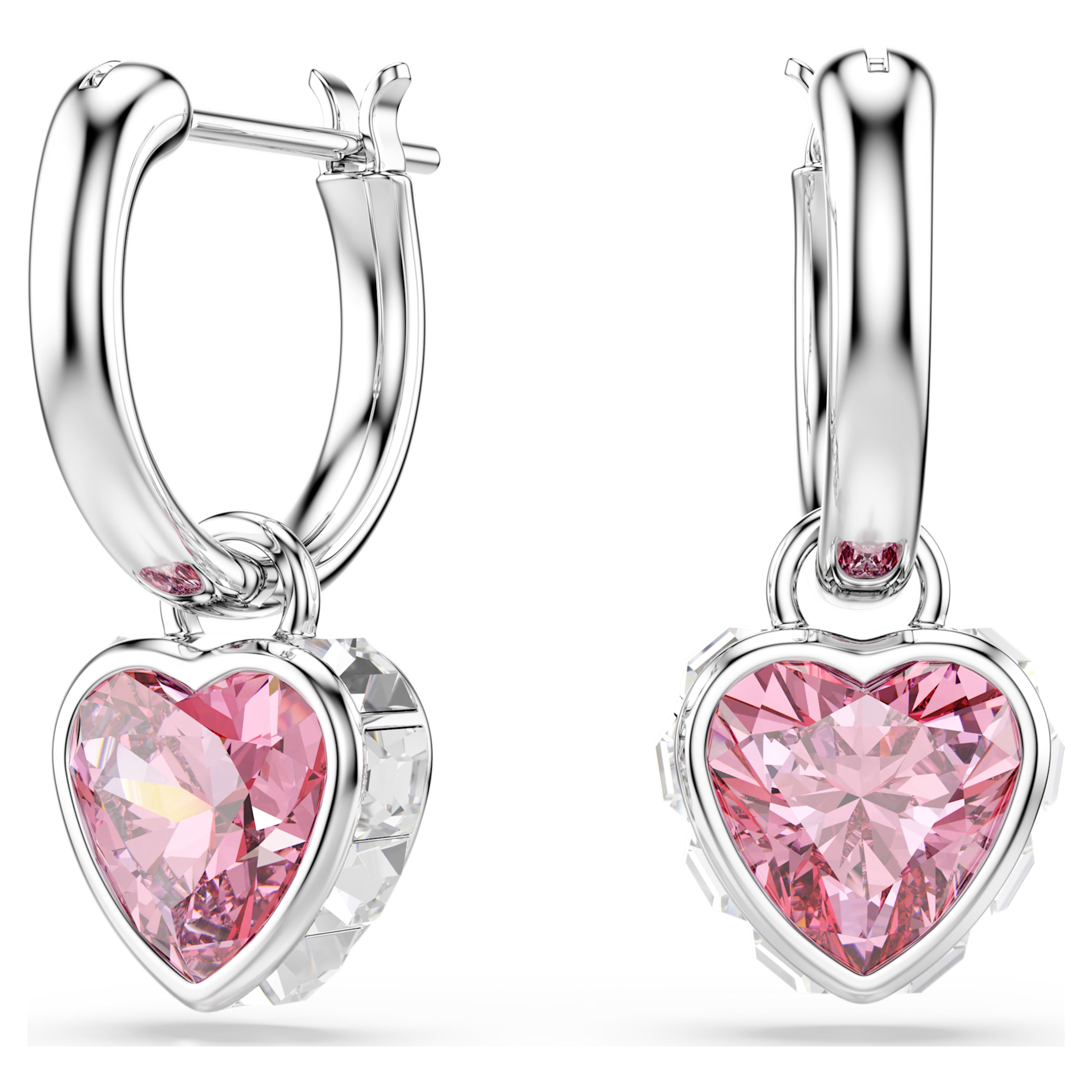 Boucles d'oreilles Swarovski - Chroma - Cœur - Rose & Argenté