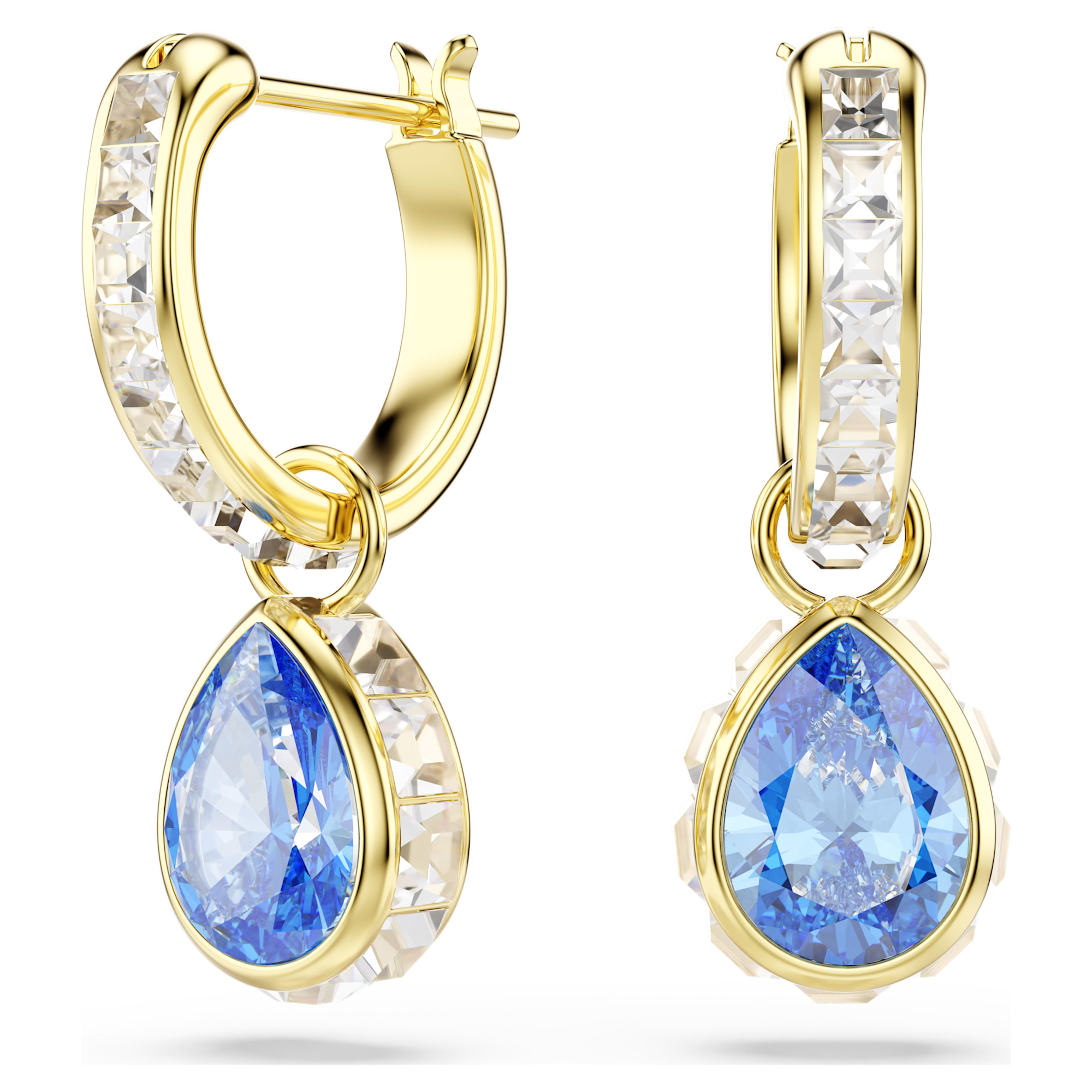 Boucles d'oreilles Swarovski - Chroma - Poire - Bleu & Doré