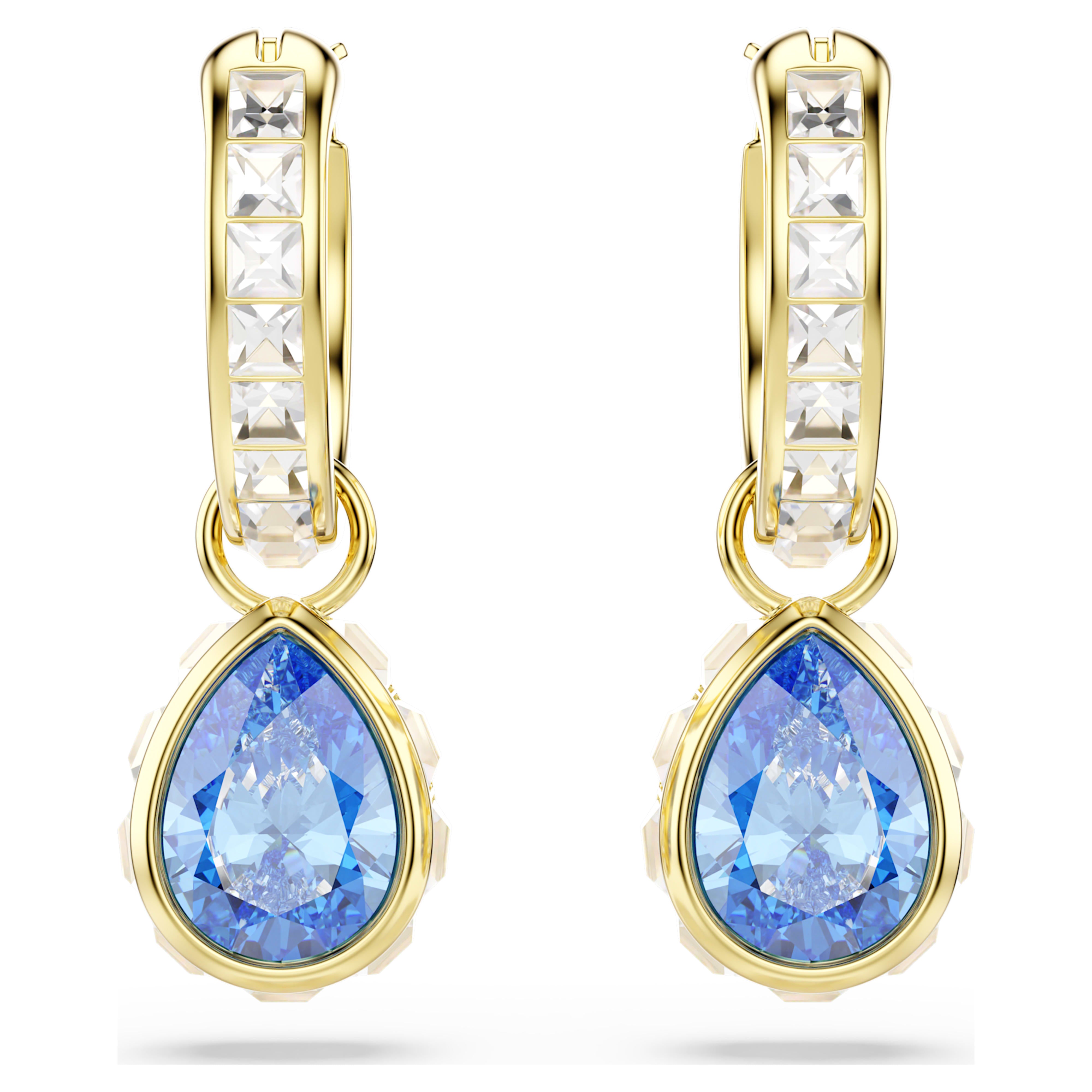 Boucles d'oreilles Swarovski - Chroma - Poire - Bleu & Doré vue 5