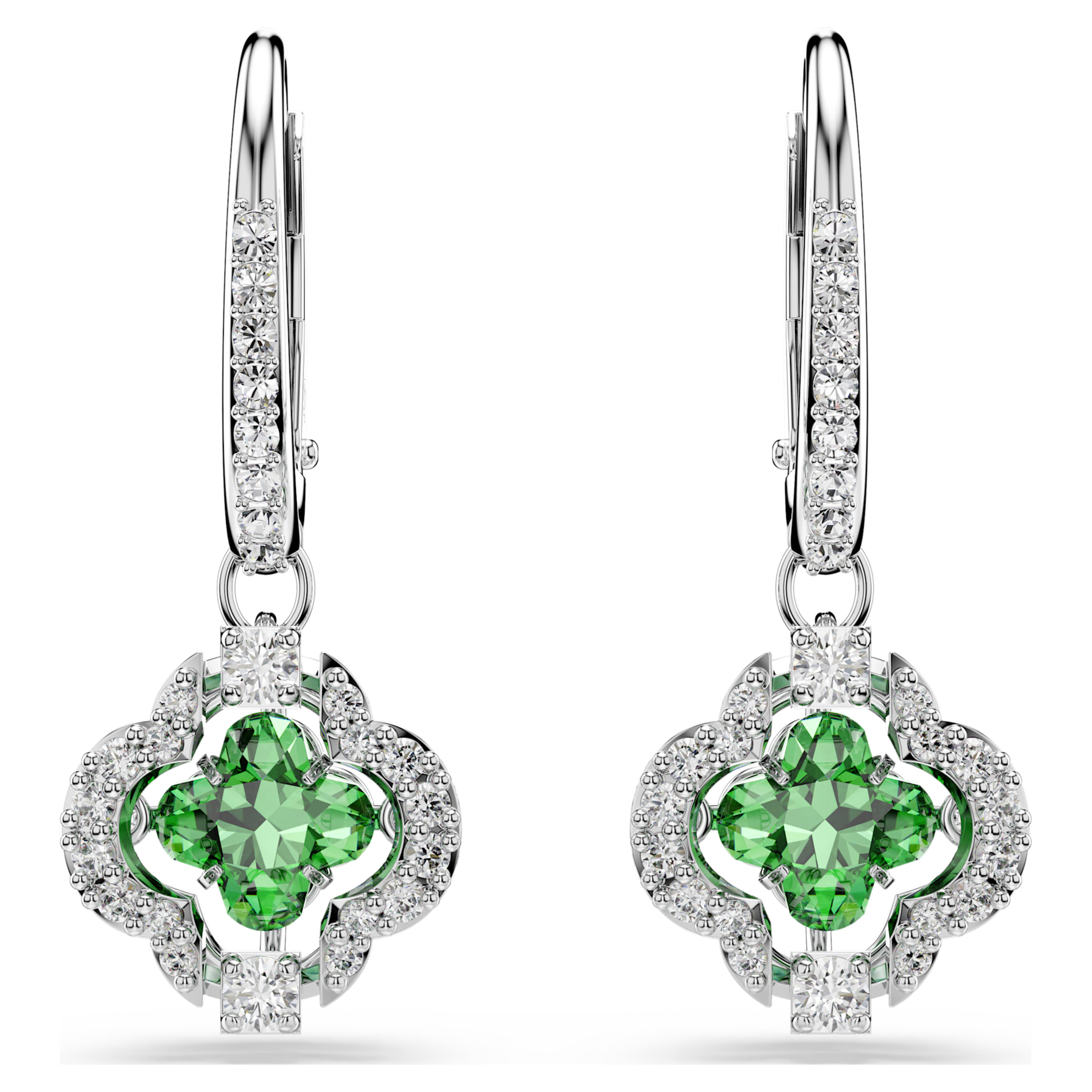 Boucles d'oreilles Swarovski - Una Sparkling Dance - Trèfle - Vert & Argenté