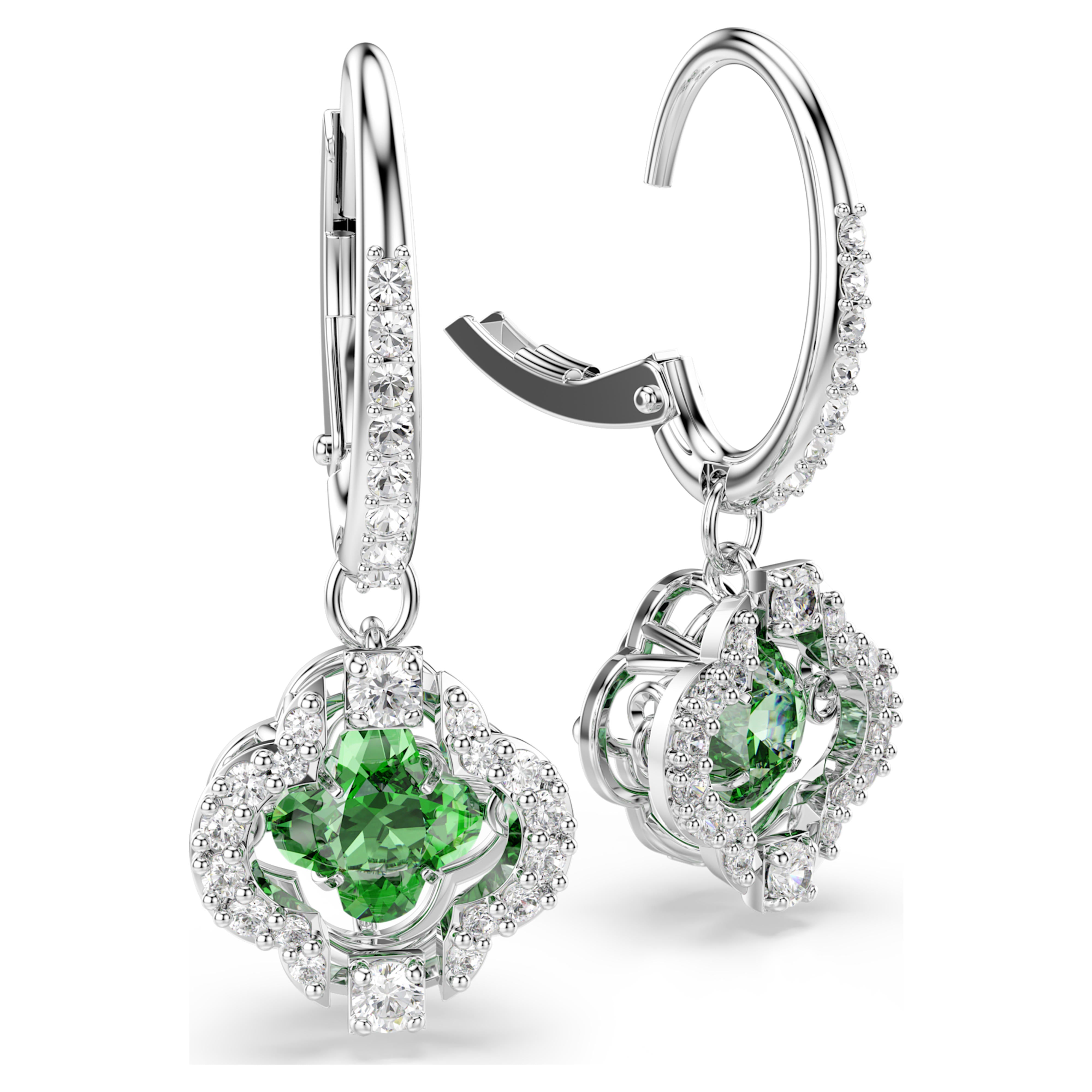 Boucles d'oreilles Swarovski - Una Sparkling Dance - Trèfle - Vert & Argenté vue 3