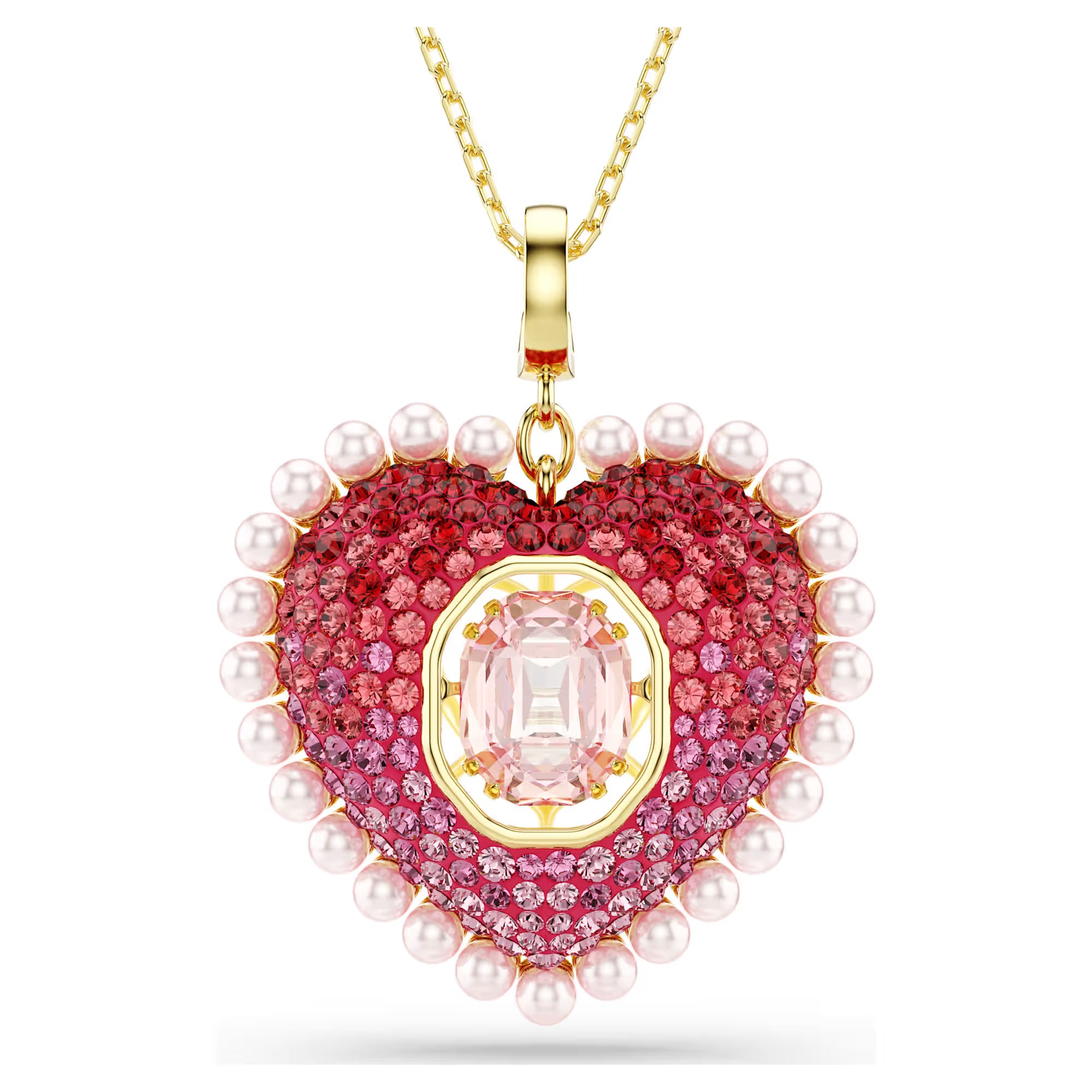 Swarovski Kolye Ucu - Idyllia - Kalp - Pembe ve Altın 18 ayar altın