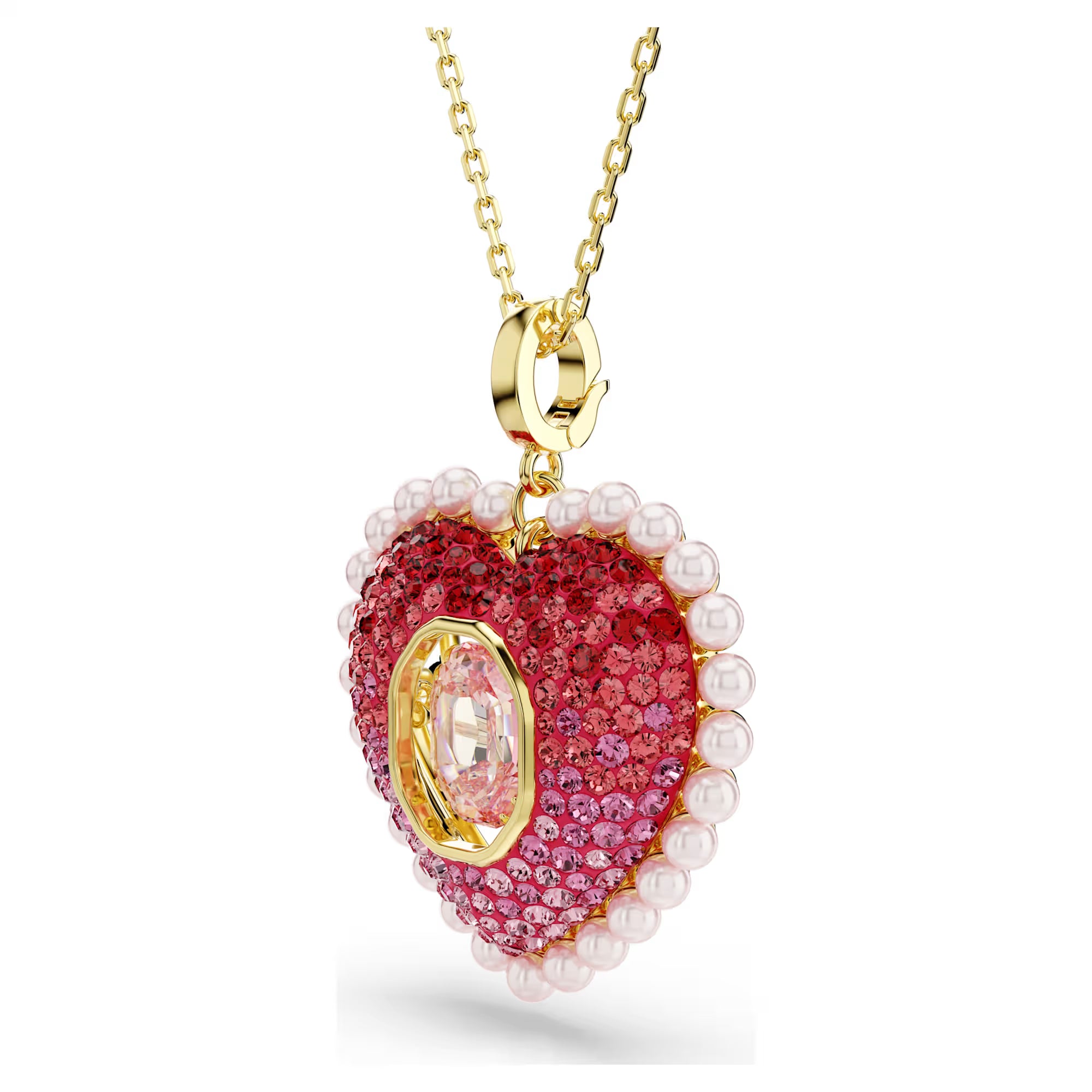 Swarovski Kolye Ucu - Idyllia - Kalp - Pembe ve Altın 18 ayar altın