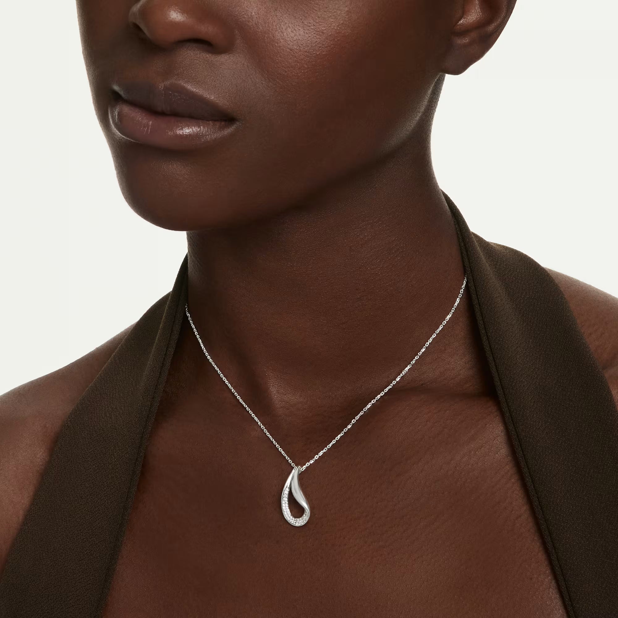 Swarovski anheng - Classica - Rundt snitt - Lang - Sterling sølv