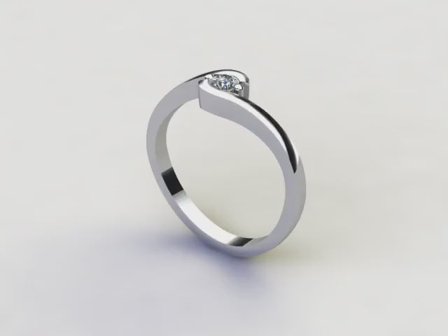 Solitaire en Or Blanc 18K Diamant Taille Brillant 0.100 Qts Si-h