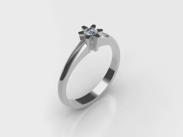 18K Diamant Naturelle Or Blanc Solitaire 0.15 Ct