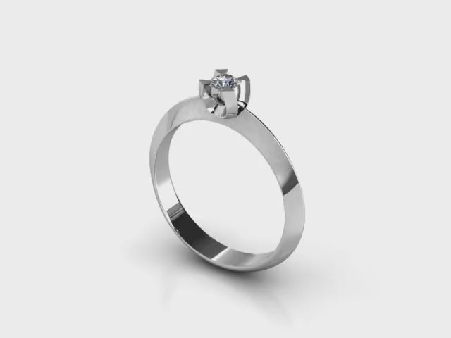 18K Diamant Naturelle Or Blanc Solitaire 0.20 Ct