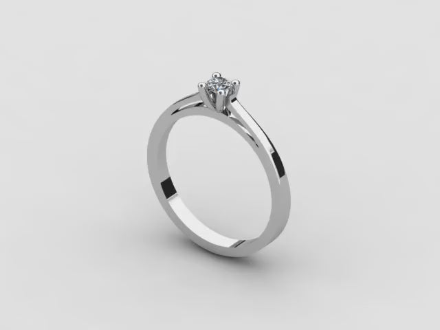 Solitaire 18K Diamant Naturel Taille Brillant Or Blanc 0.100 Qts Si-h