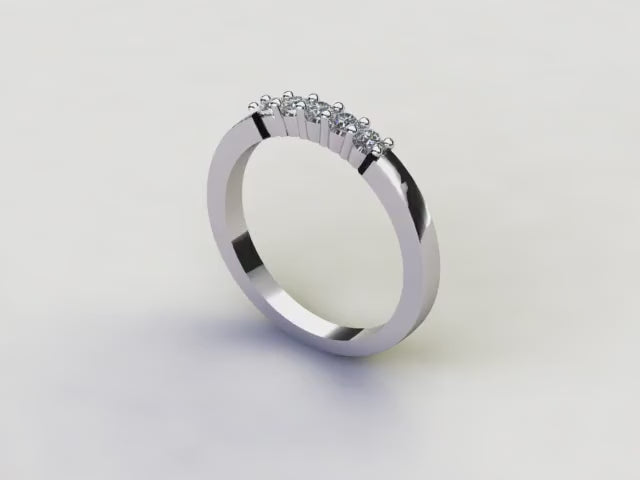 Alliance de Mariage Diamants Taille Brillant 18K en Or Blanc 0,300 Qts Pureté VS2 Couleur G