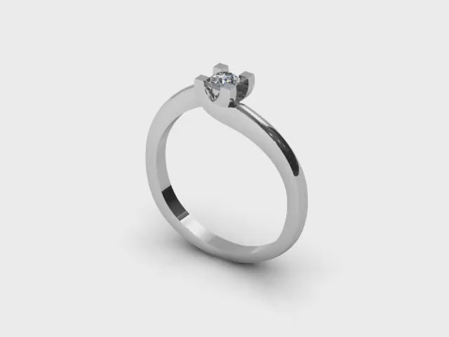 18K Diamant Naturelle Or Blanc Solitaire 0.20 Ct
