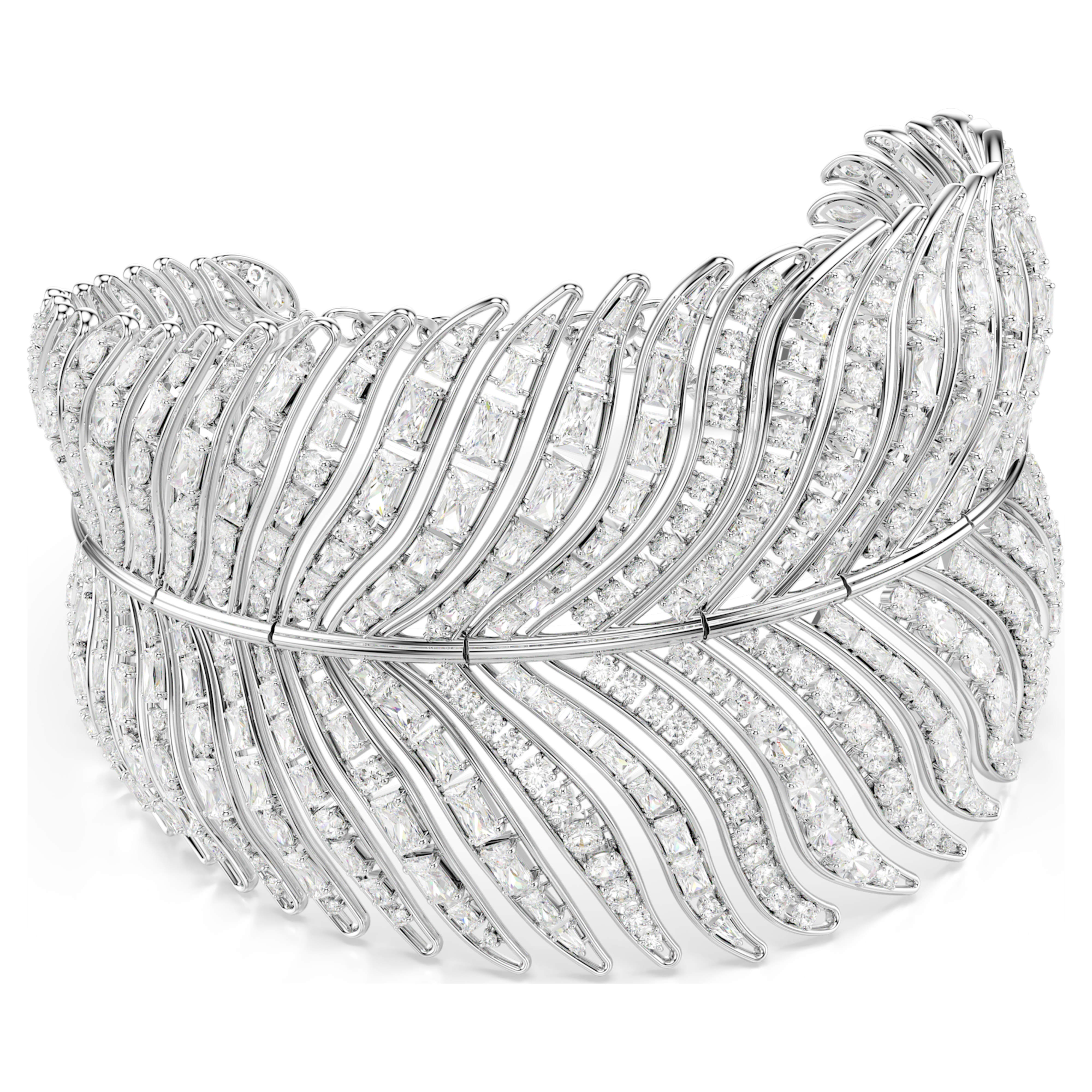 Ras-de-Cou Swarovski - Vienna Feather - Blanc & Argenté