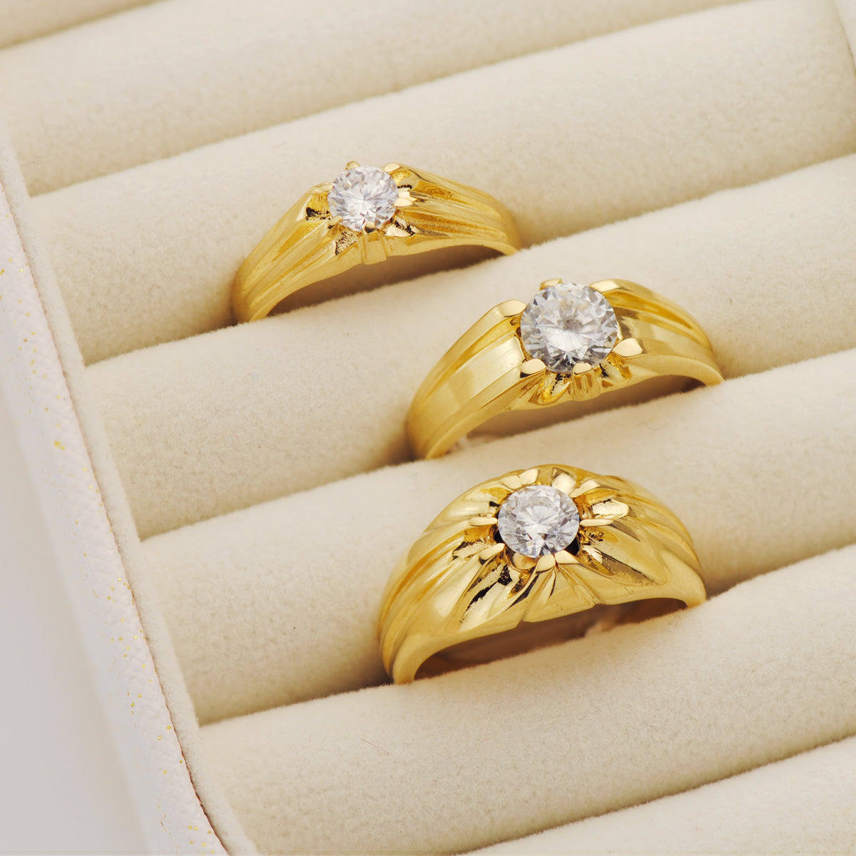 18K gul guld solitaire ring