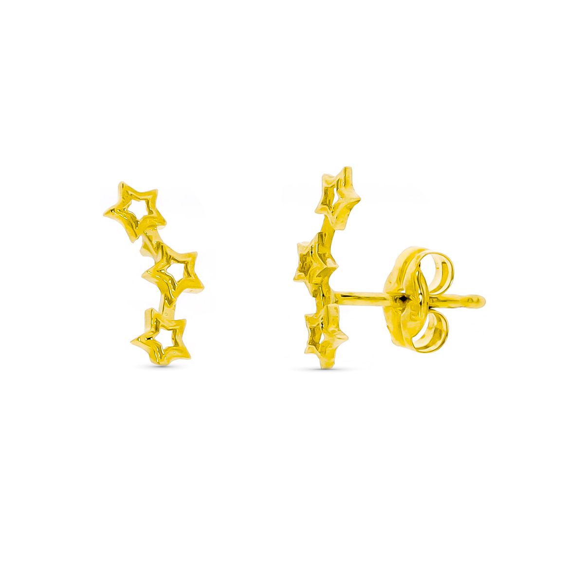 Boucles d'oreilles Étoile Grimpantes Or Jaune 9K 10X4 mm Fermoir Poussettes Papillon