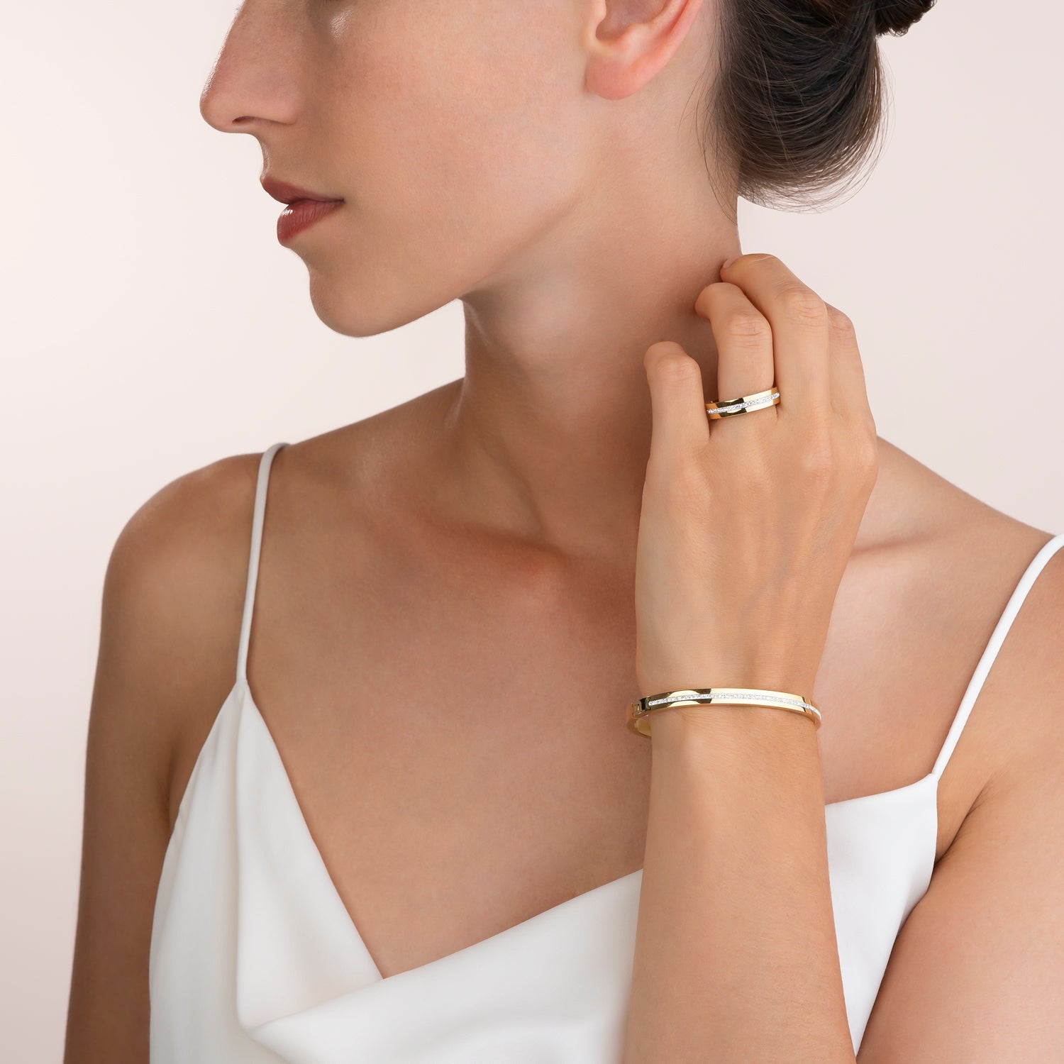 Collection 0326 - Golden White - Size M - Bangle Bracelet - Cœur de Lion
