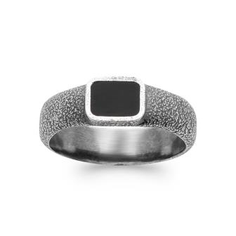 Black Agate - Silver - Signet ring