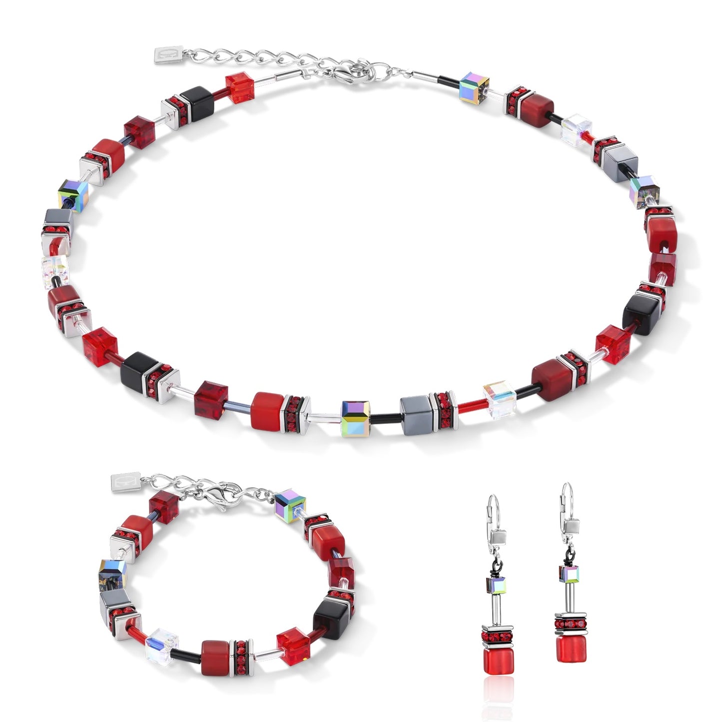 Collection 4014 - Red Gray - Earrings - Cœur de Lion