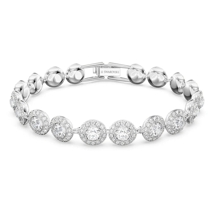 Una Angelic tenisz karkötő kis kerek fehér ezüst – Swarovski