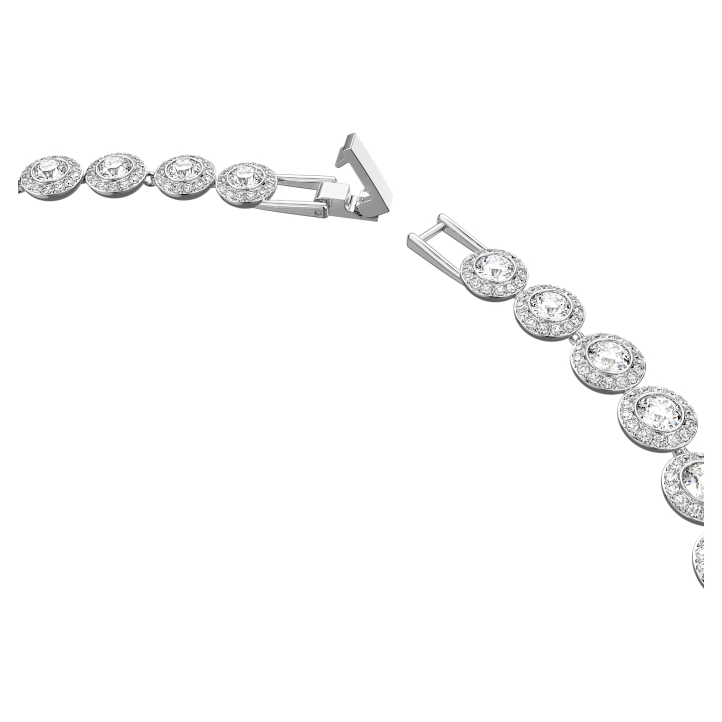Angelic - Rund - Weißes Silber - Halskette - Swarovski