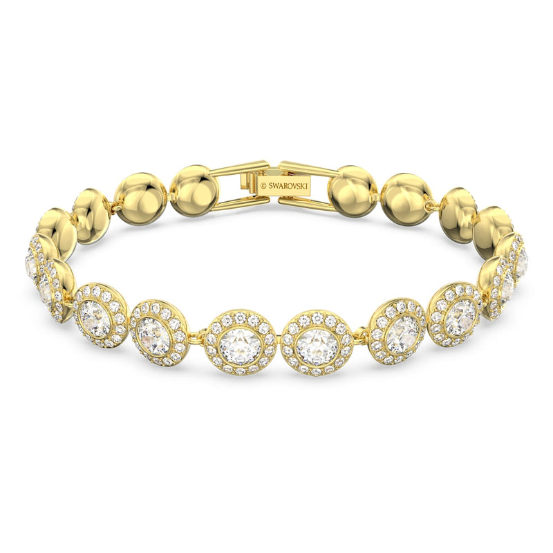 Una Angelic Medium Round Pavé White Gold Tennis Bracelet – Swarovski