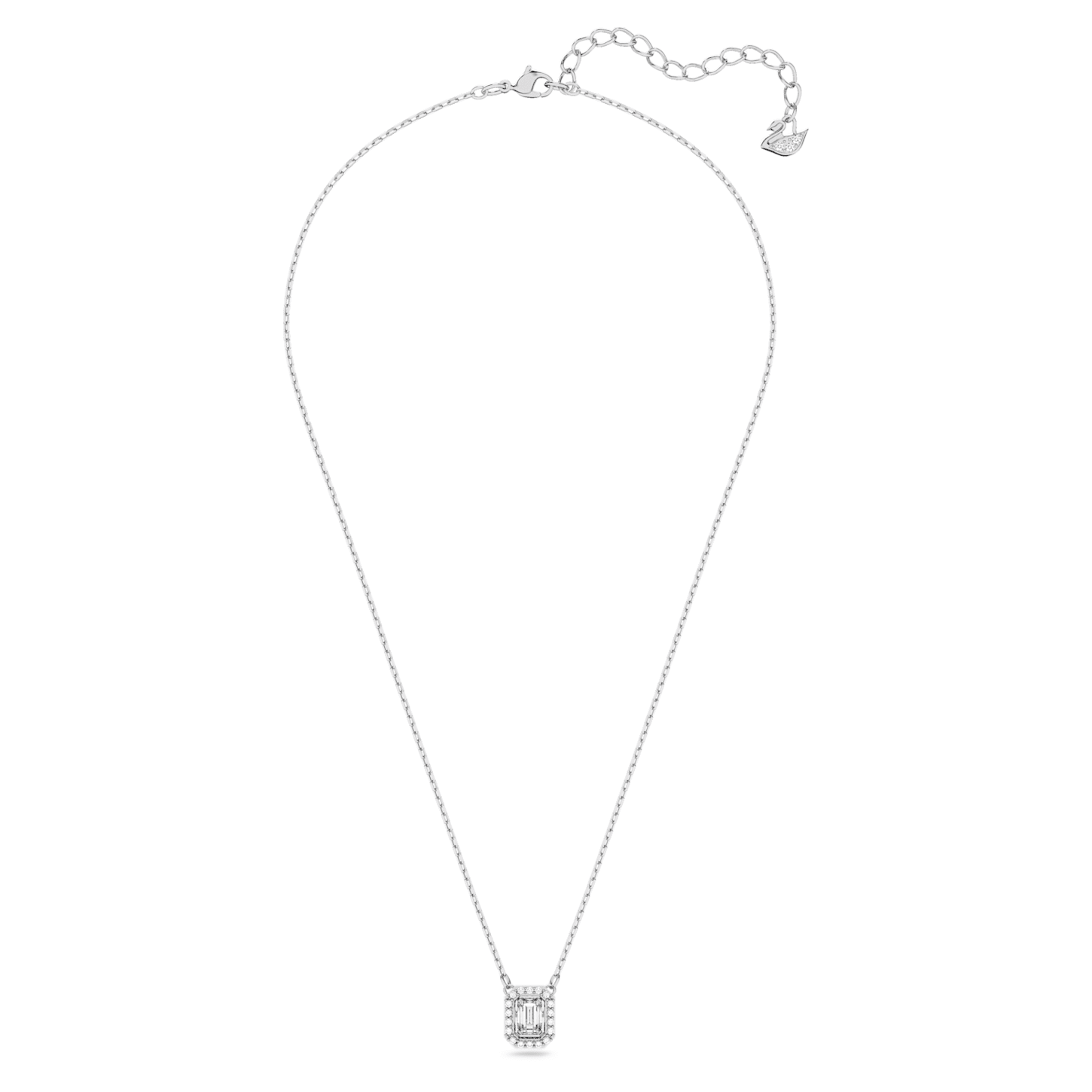 Millenia - Achteckig - Weißes Silber - Halskette - Swarovski