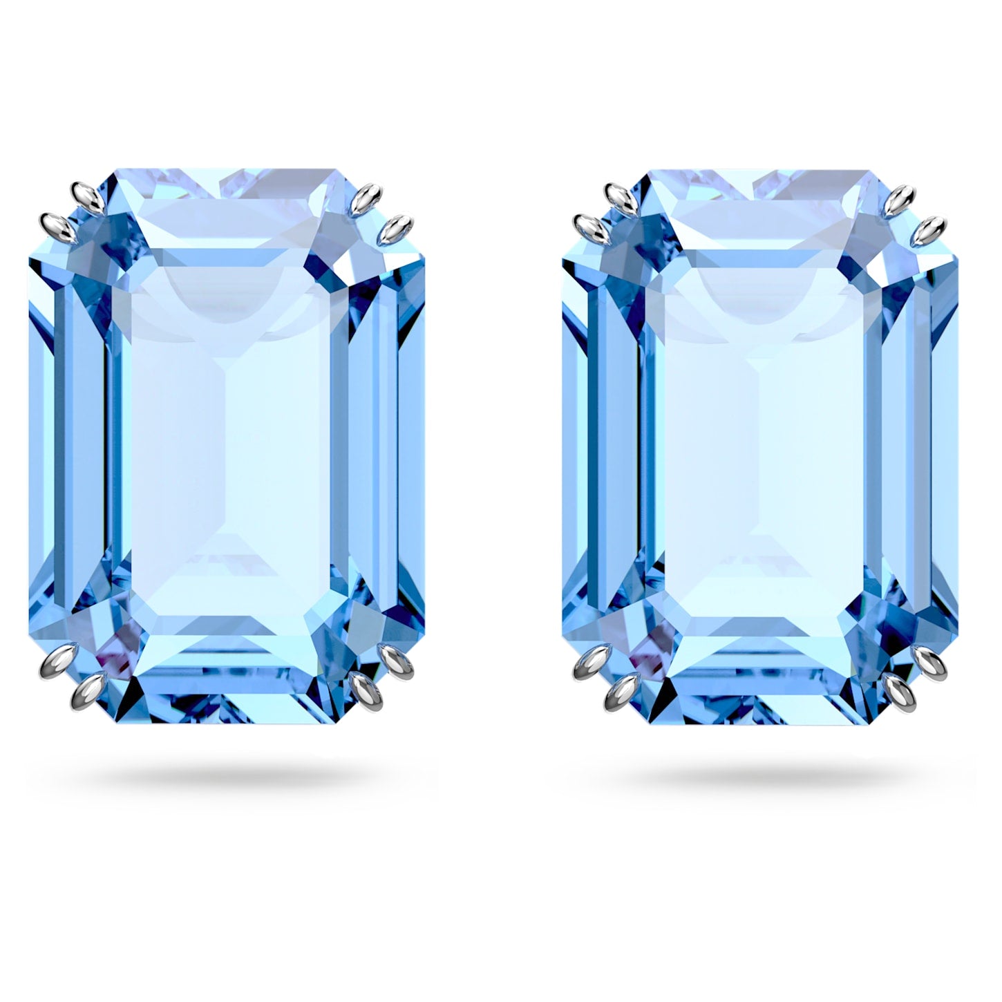 Millenia - Octagonal - Blue Silver - Stud earrings - Swarovski