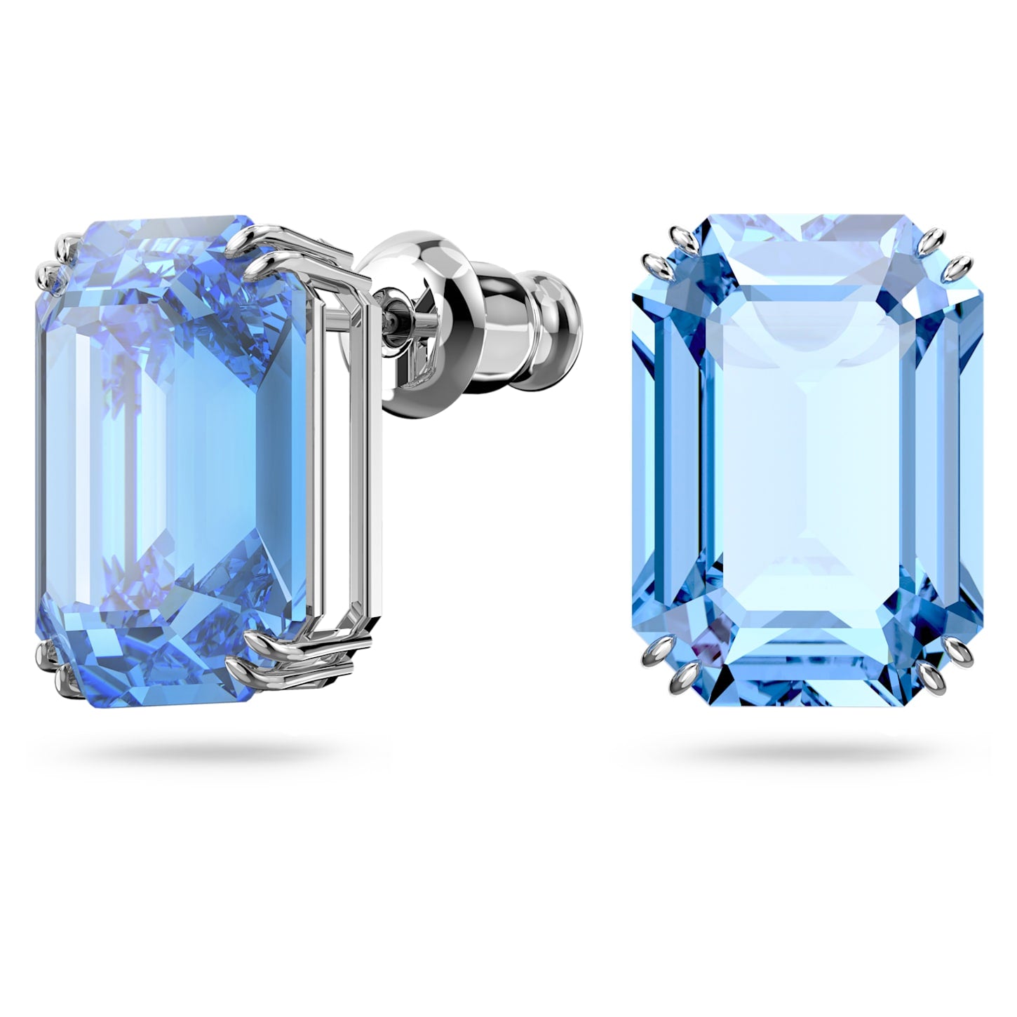 Millenia - Octagonal - Blue Silver - Stud earrings - Swarovski