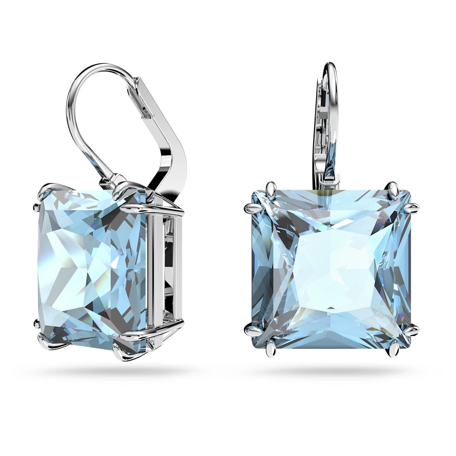 Millenia - Square - Silver Blue - Earrings - Swarovski