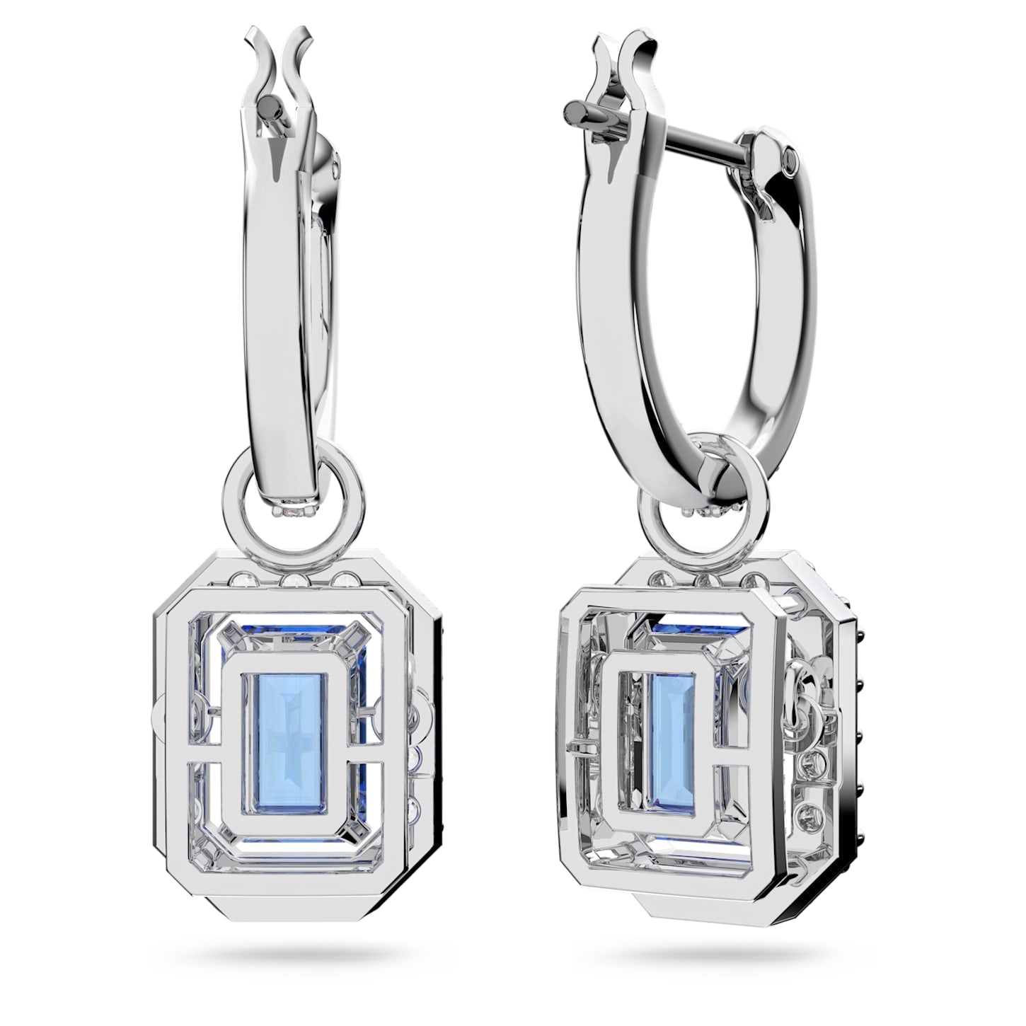 Millenia - Octagonal - Blue Silver - Earrings - Swarovski