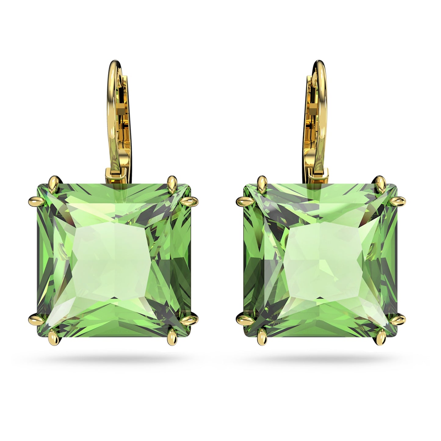 Millenia - Square - Golden Green - Earrings - Swarovski