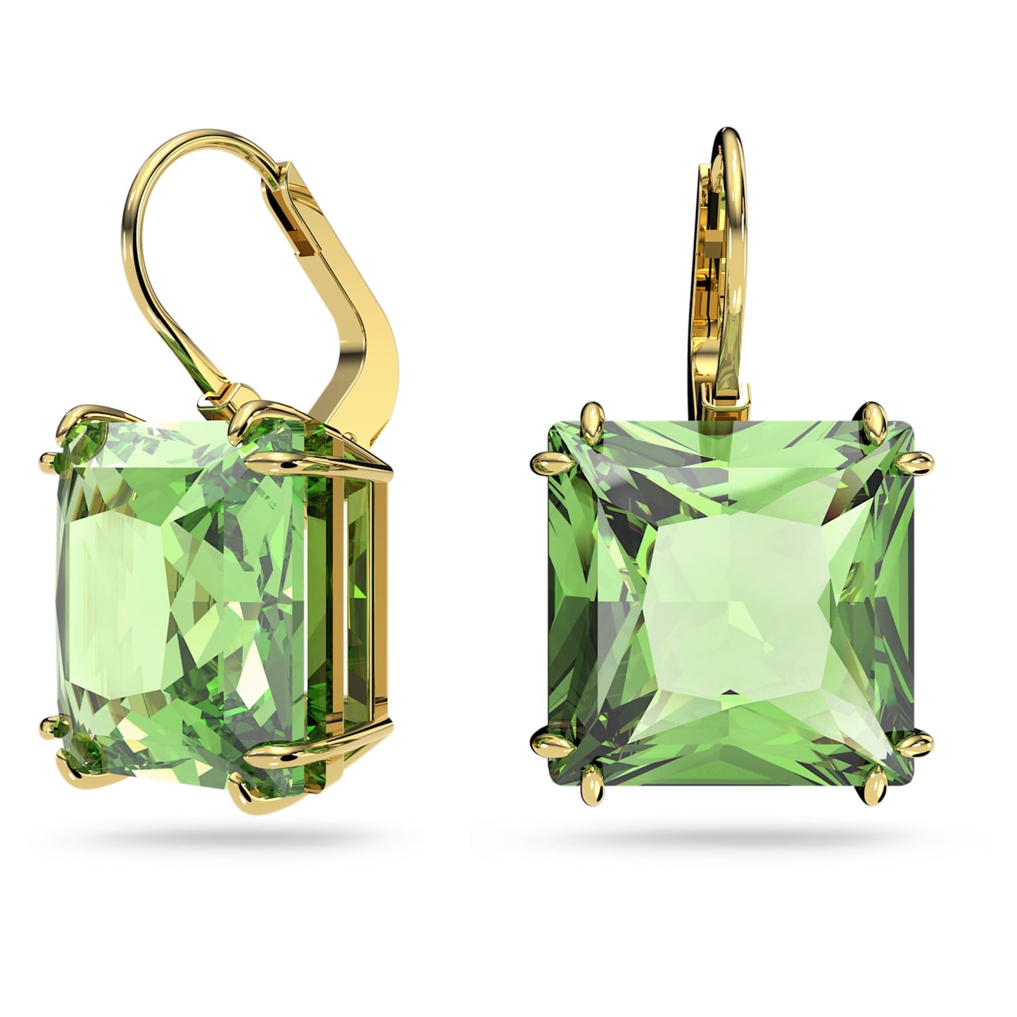 Millenia - Square - Golden Green - Earrings - Swarovski