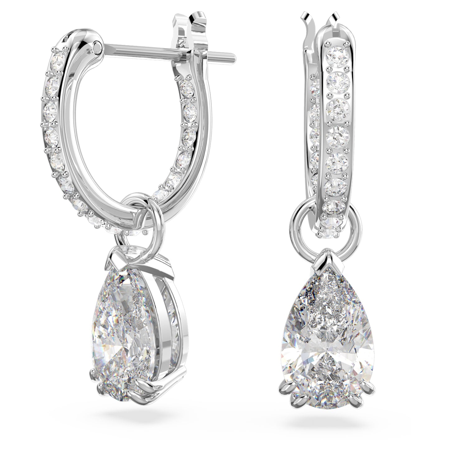 Millenia - Pear - White Silver - Earrings - Swarovski