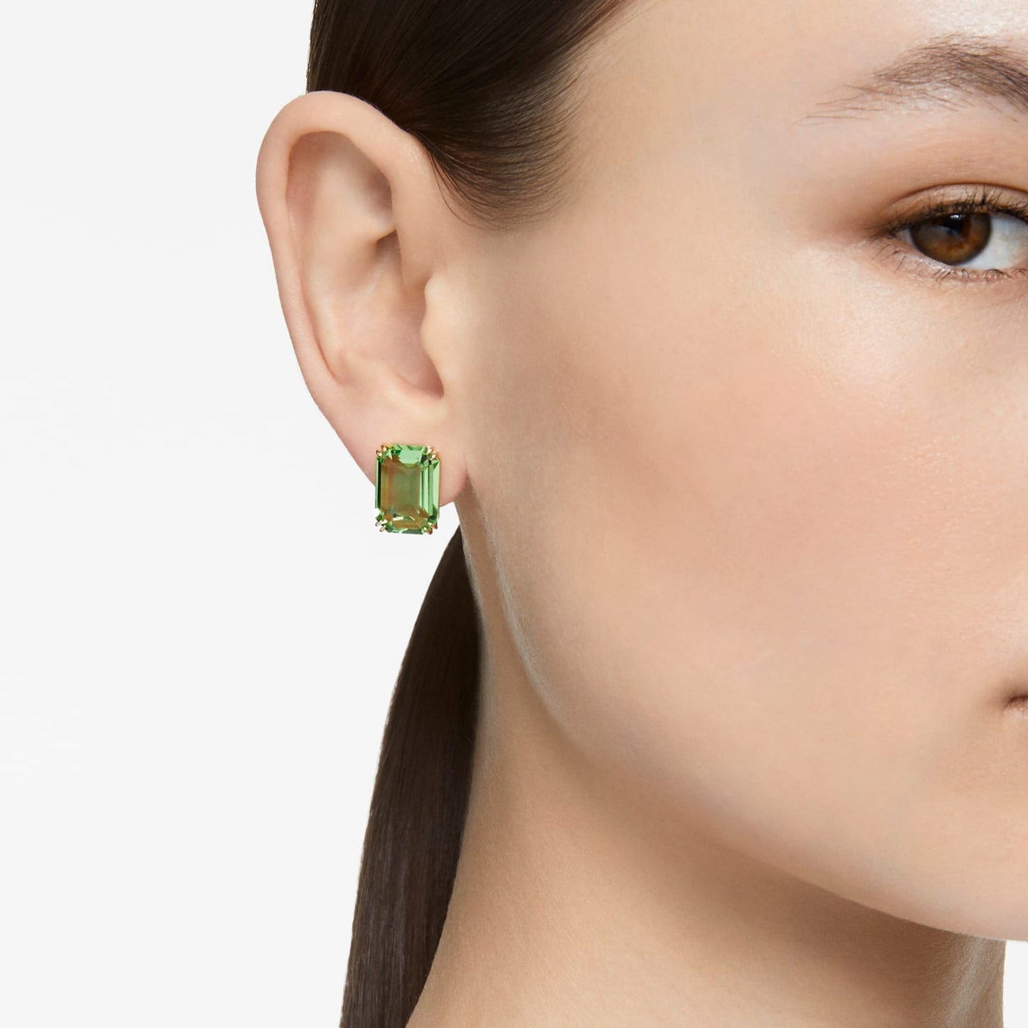 Millenia - Octagonal - Golden Green - Stud earrings - Swarovski