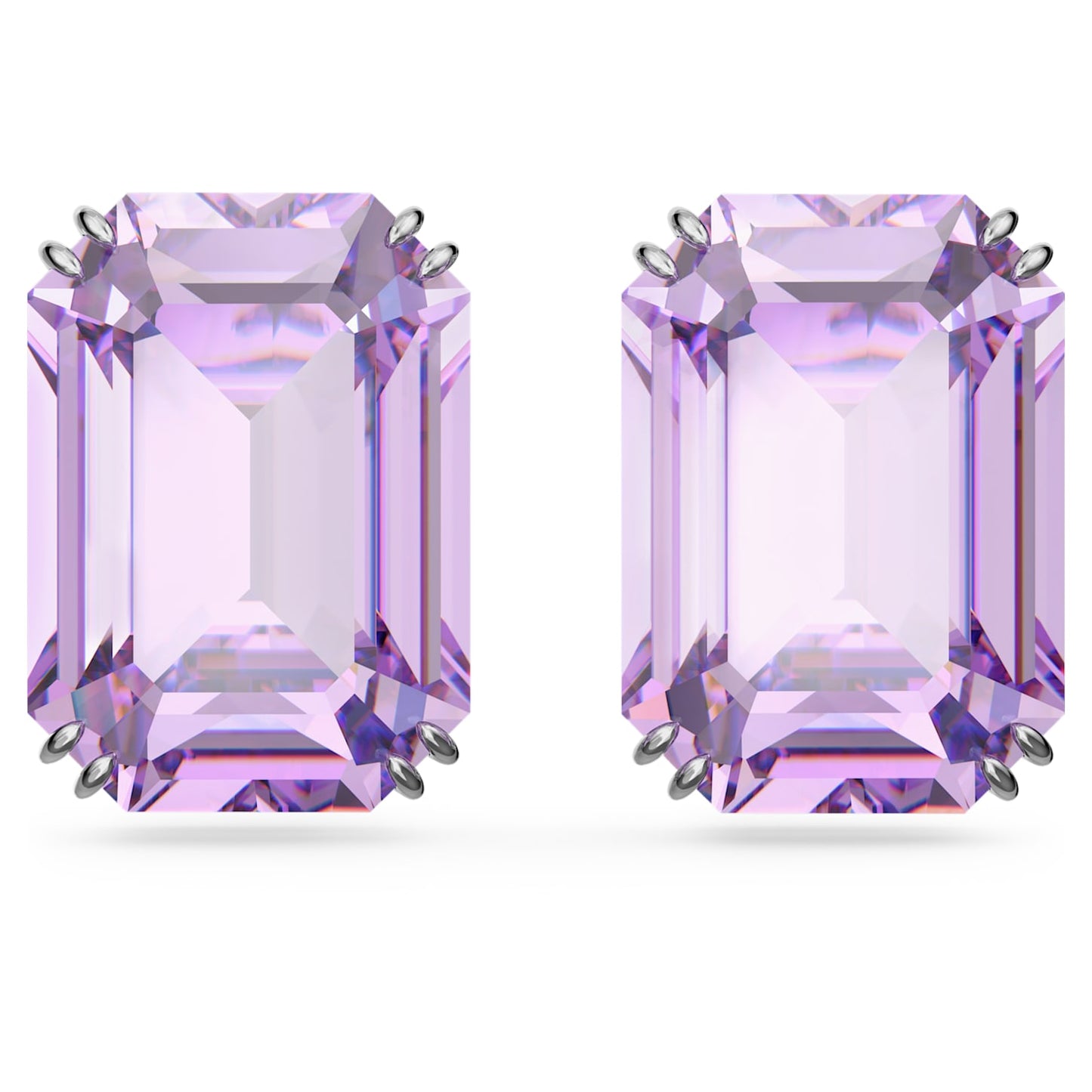 Millenia - Octagonal - Purple Silver - Stud earrings - Swarovski