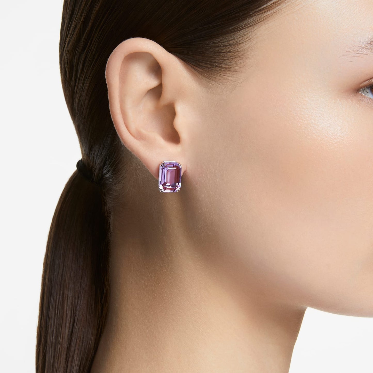 Millenia - Octagonal - Purple Silver - Stud earrings - Swarovski