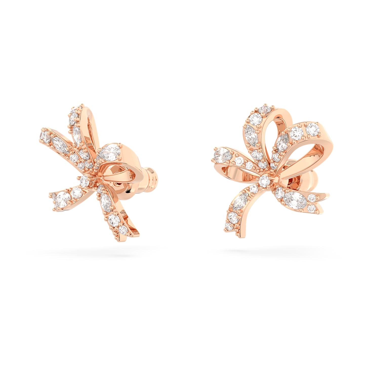Volta - Bow - White Rose Gold - Stud earrings - Swarovski