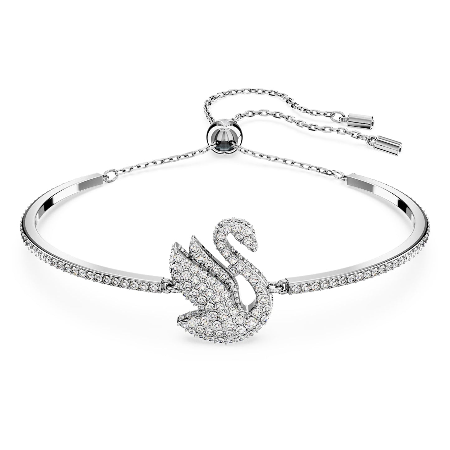 Iconic Swan - White Silver - Bangle Bracelet - Swarovski