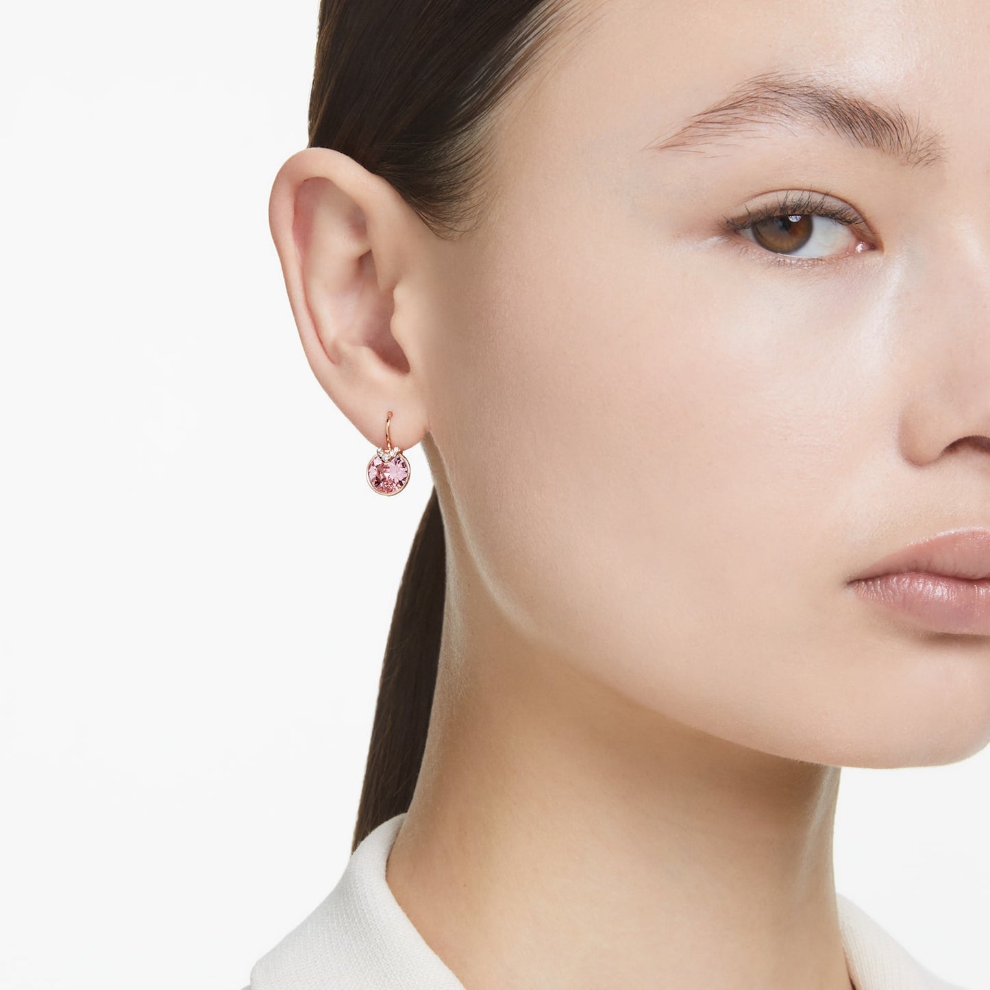 Bella V - Rose Gold Rose - Earrings - Swarovski