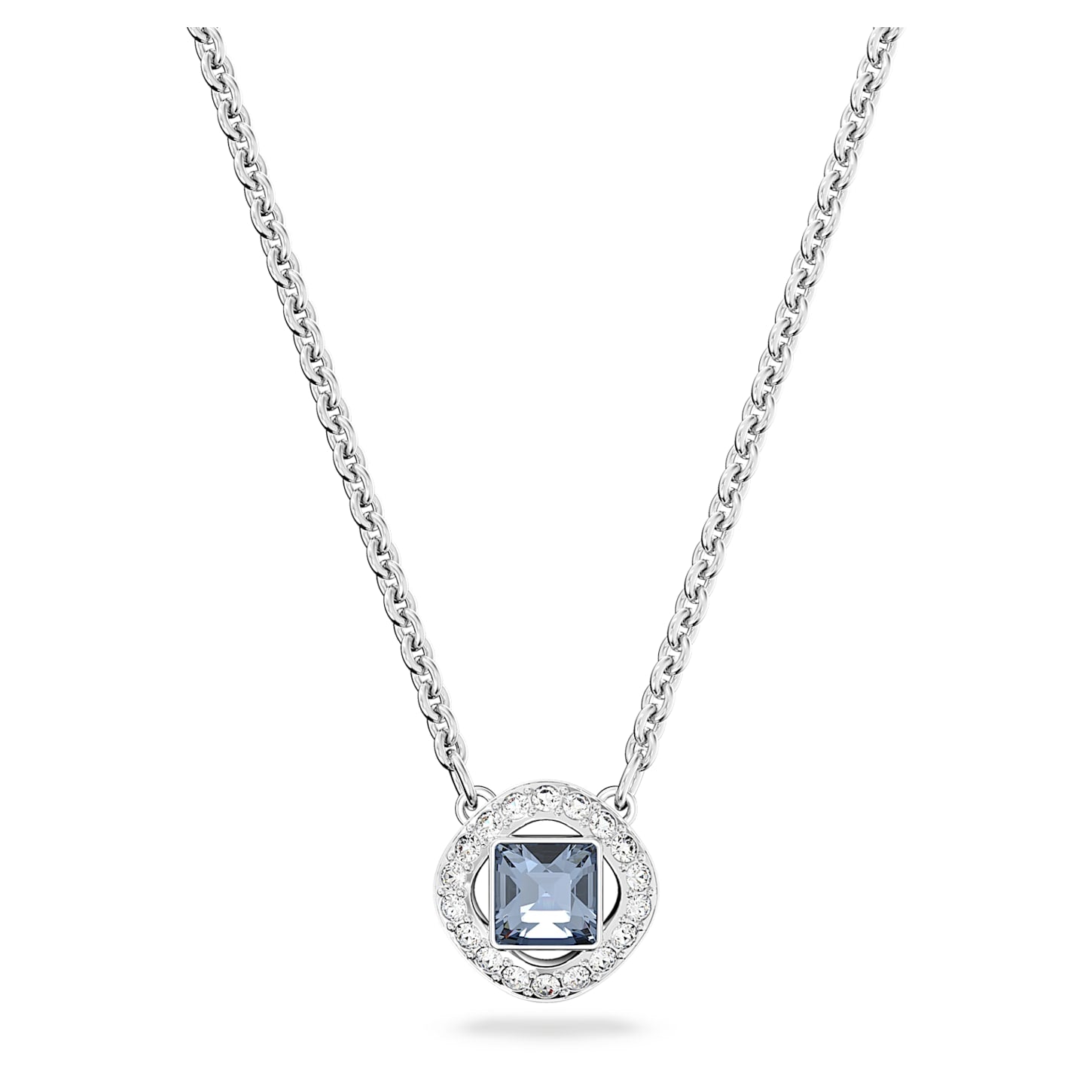 Angelic - Square - Silver Blue - Necklace - Swarovski