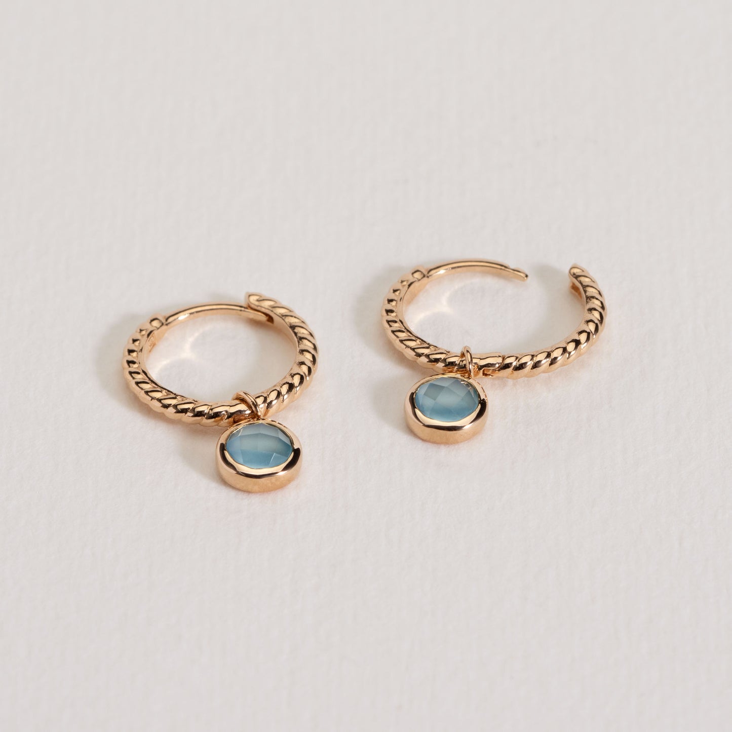 Lisa - Blue Agate - Gold Plated Creole - Ana et Cha
