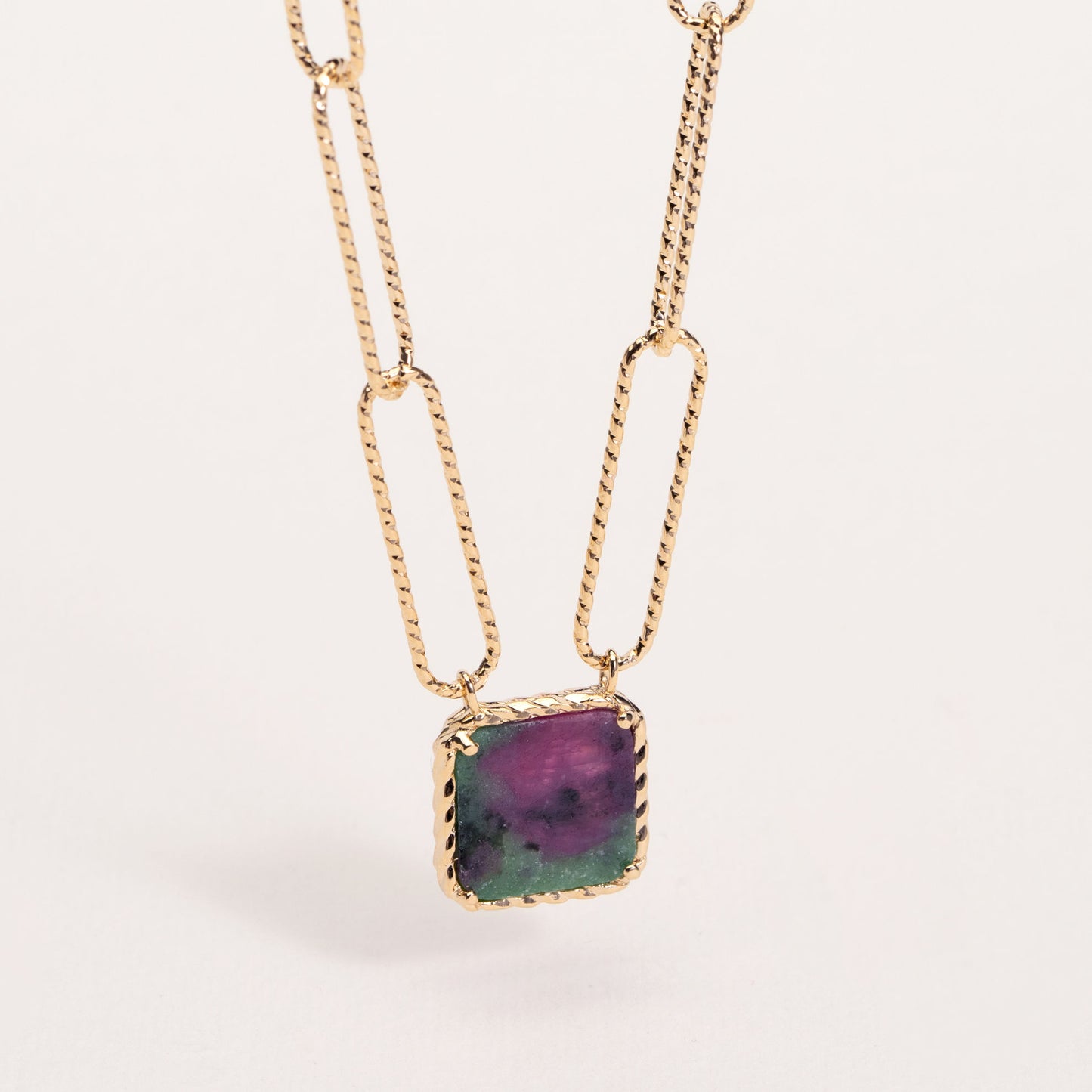 Kiara - Zoisite Ruby - Gold Plated Necklace - Ana et Cha