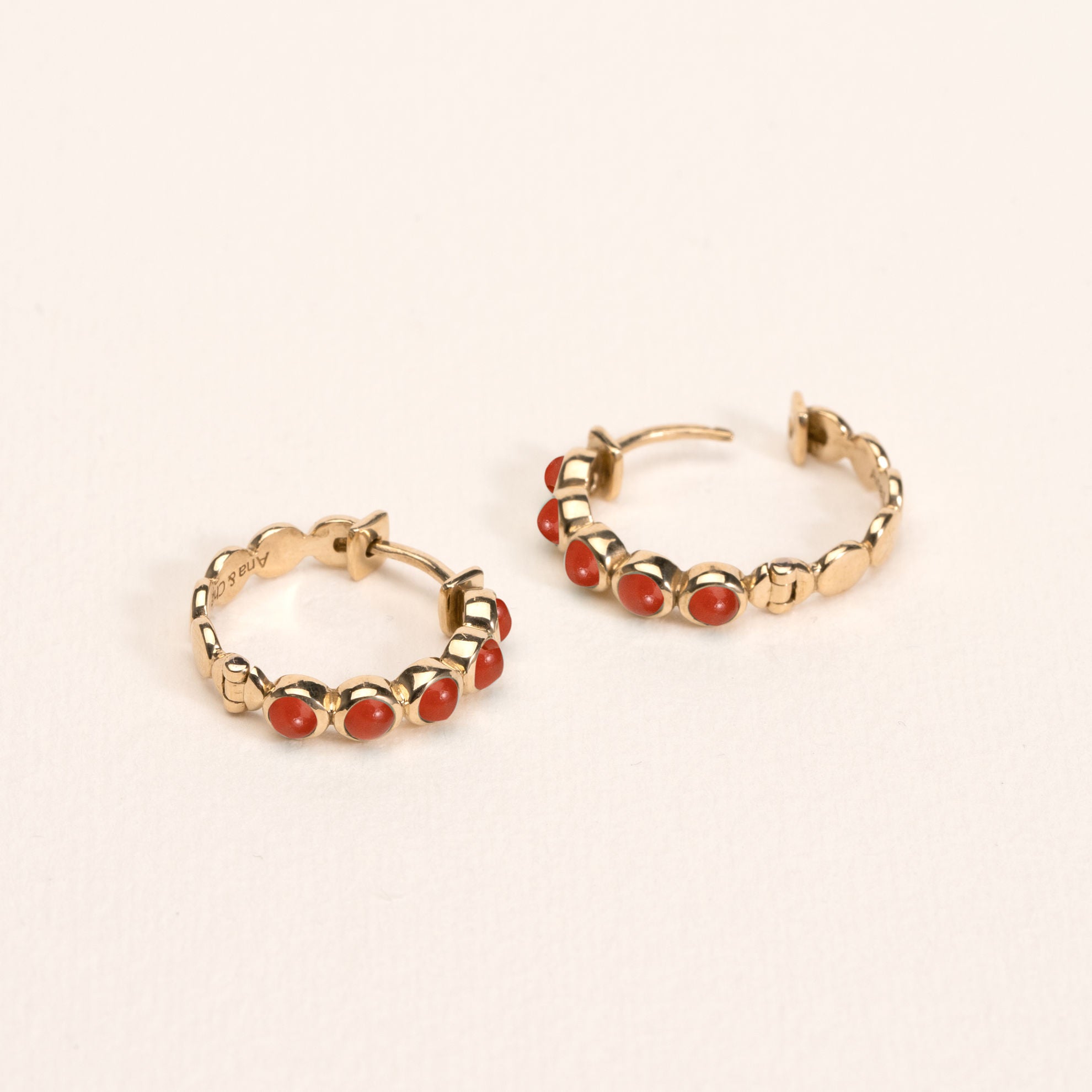 Mimi - Red Agate - Gold Plated Creole - Ana et Cha