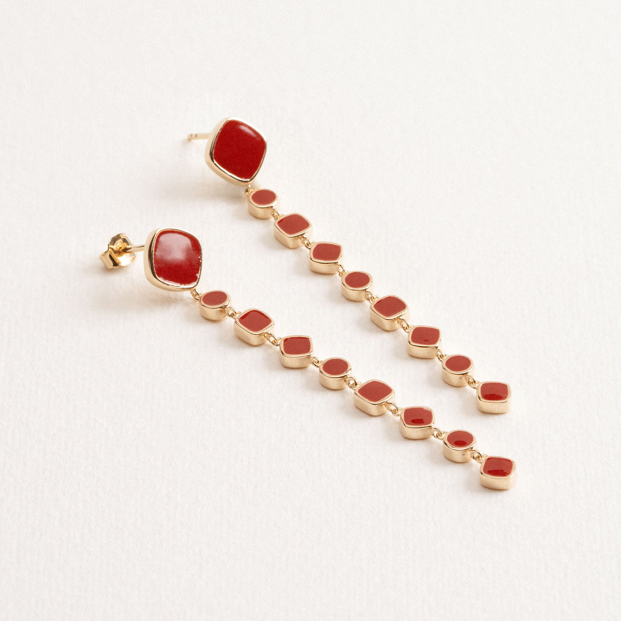 Gioia - Red - Gold Plated Earrings - Ana et Cha