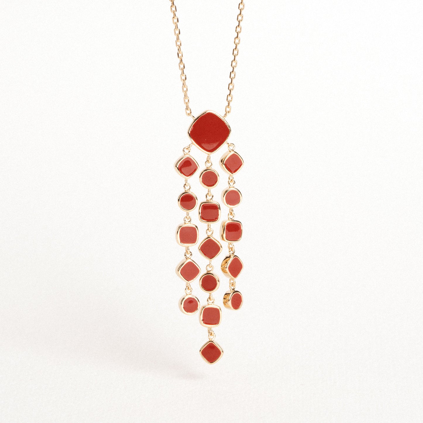 Alba - Red - Gold Plated Necklace - Ana et Cha
