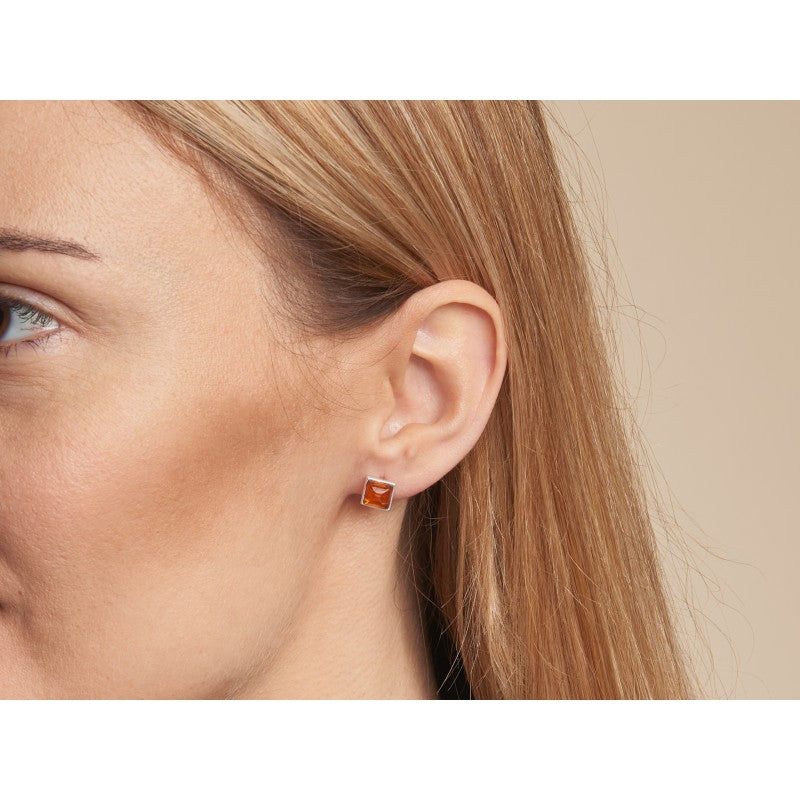 Amber - Gold Plated Stud Earrings