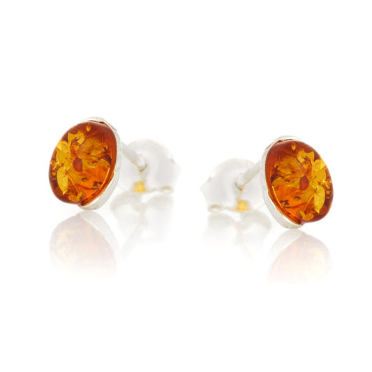 Amber - Gold Plated Stud Earrings